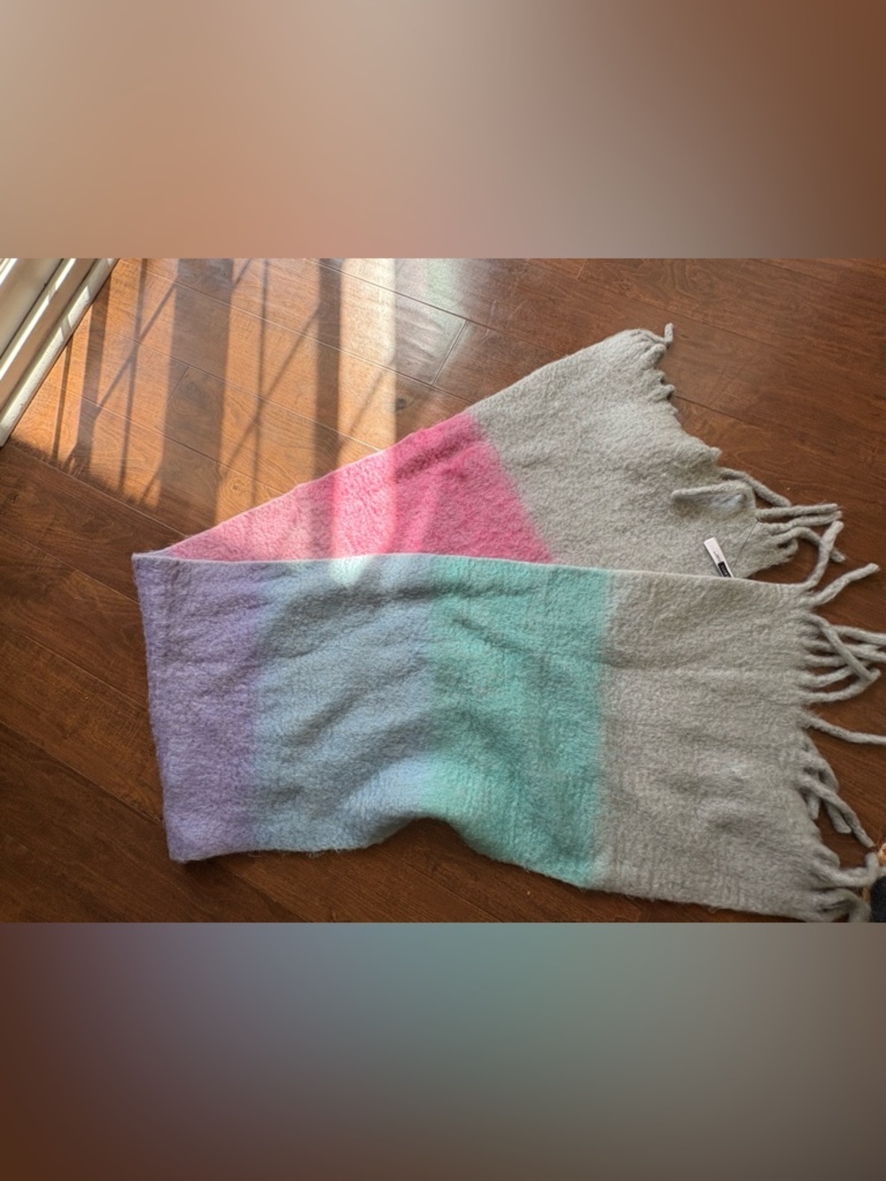 NWOT Talbots colorblock luxe oversized blanket scarf multi color pastel - Picture 4 of 8